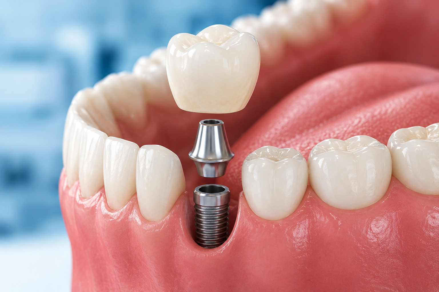 Dental tools and implant setup in clinic